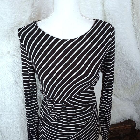 MOTHERHOOD MATERNITY BLACK & WHITE STRIPE DRESS SZ.S EUC - Picture 3 of 9